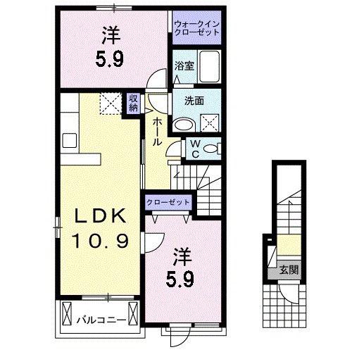 ブリランテII(2LDK/2階)の間取り写真