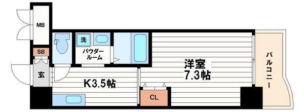 ローズコーポ本町(1K/6階)の間取り写真