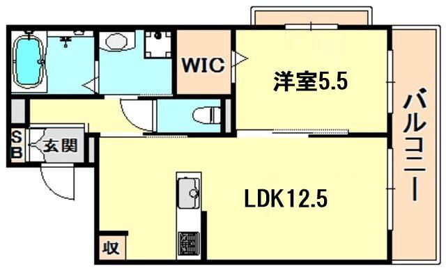 リラサーレ甲子園高潮町(1LDK/3階)の間取り写真