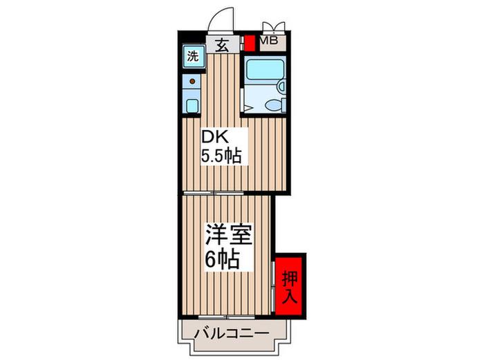 エムジーレジデンス(1DK/2階)の間取り写真
