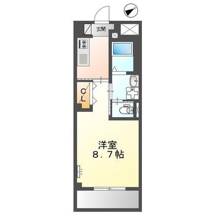 オリーブ 北野(1K/2階)の間取り写真