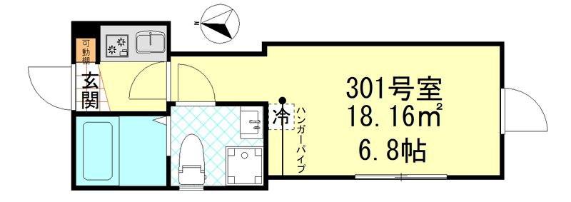 オーガスタコート(1K/3階)の間取り写真