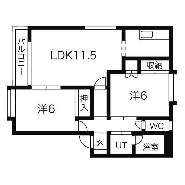 メゾンポピエールA(2LDK/1階)の間取り写真
