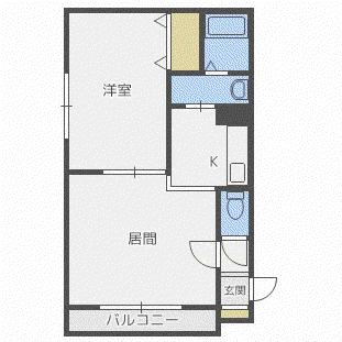 グランメール康友館(1LDK/4階)の間取り写真