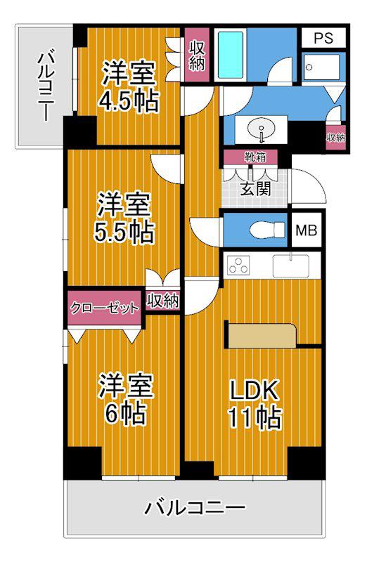 パーク・ノヴァ綱島(3LDK/10階)の間取り写真