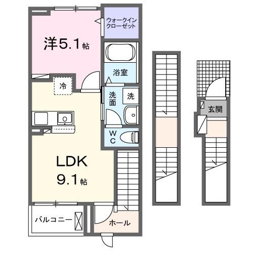 ドゥー・メゾン幕張本郷(1LDK/3階)の間取り写真