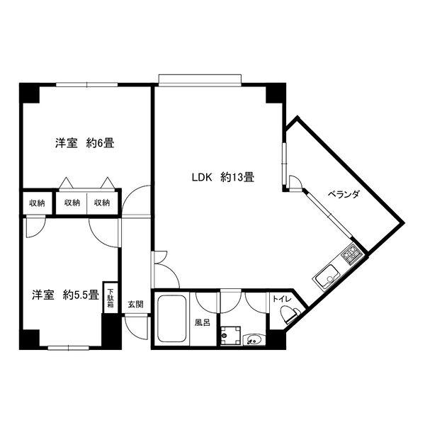 ハイツサンロイヤル(2LDK/8階)の間取り写真