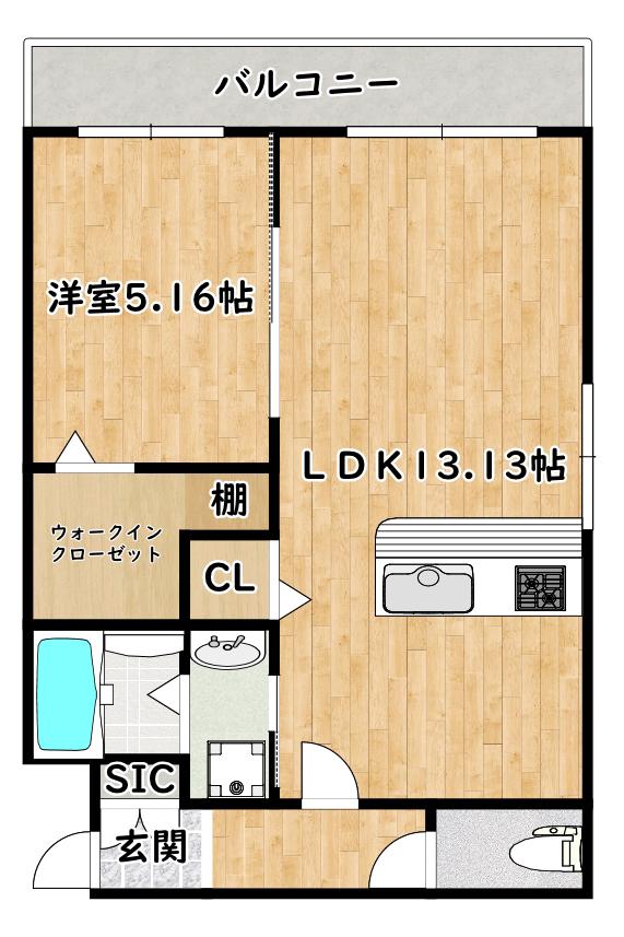 アニマーレ出来島ステーション(1LDK/2階)の間取り写真