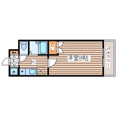 リエス小田原(1K/2階)の間取り写真