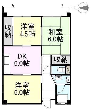 サンセットヒルズI(3DK/3階)の間取り写真