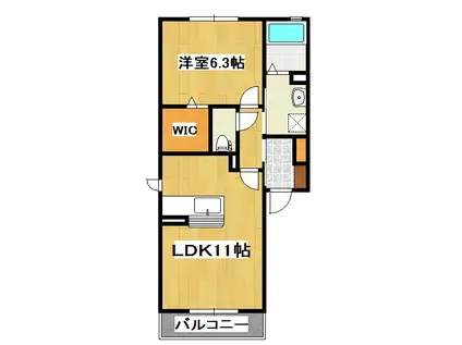 グラン・クォーレ B棟(1LDK/2階)の間取り写真