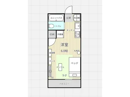 花夢ハウス(1K/1階)の間取り写真