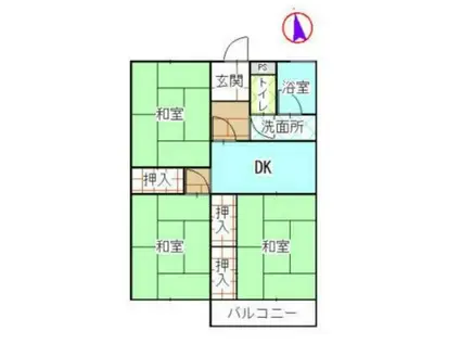 スターハイツ臨海B シーサイドビュー(3DK/2階)の間取り写真