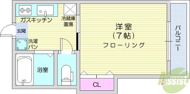 アーバンハイツ神明(1K/1階)の間取り写真