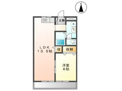 ニューフラワーハイツ(1LDK/1階)の間取り写真