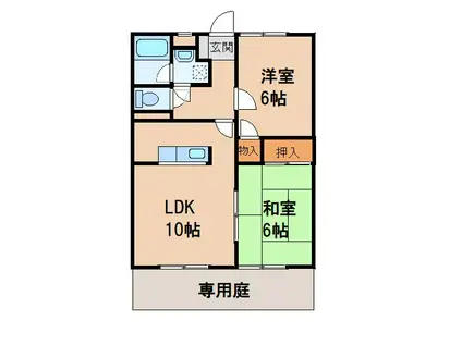 ドミール岩出(2LDK/1階)の間取り写真