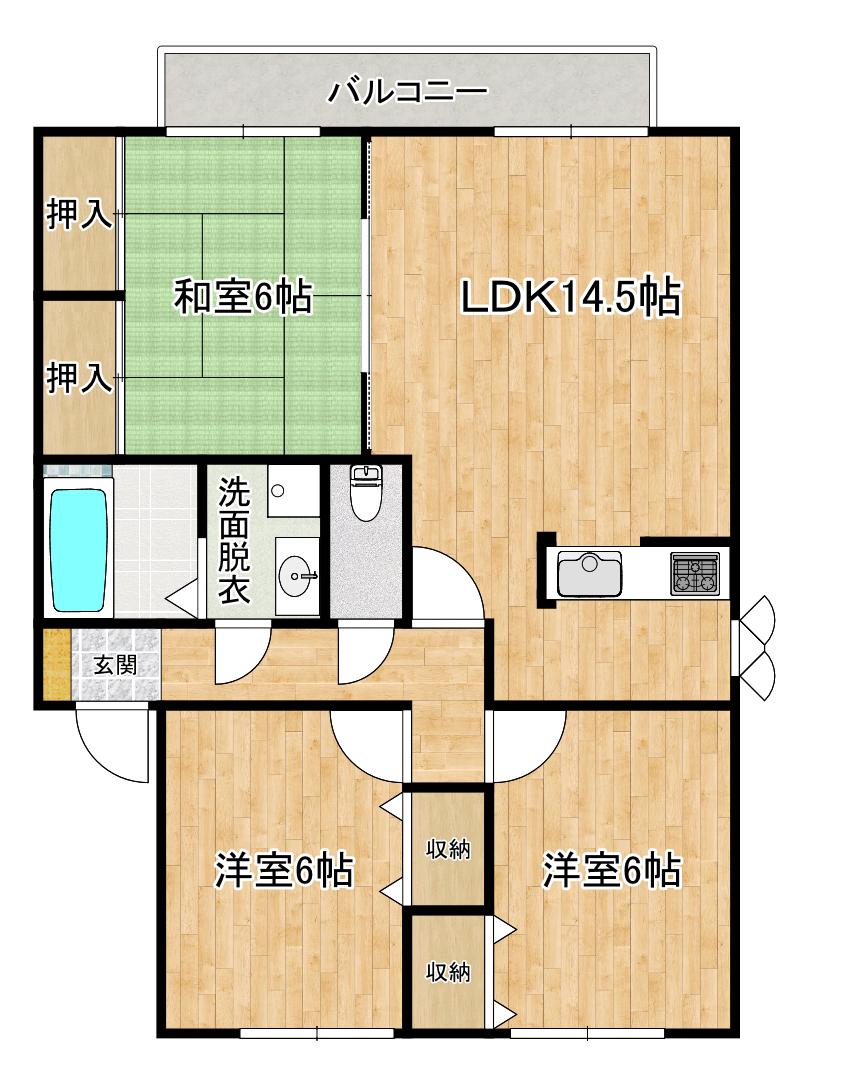 ヴェルドミールB(3LDK/2階)の間取り写真