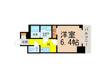 エスリード名古屋STATION ウエスト(1K/4階)の間取り写真