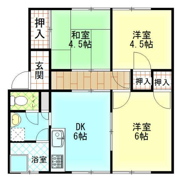 プランドゥ三橋II(3DK/2階)の間取り写真