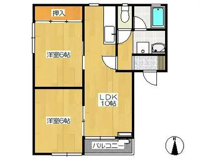 メゾン シェ・トワ(2LDK/2階)の間取り写真