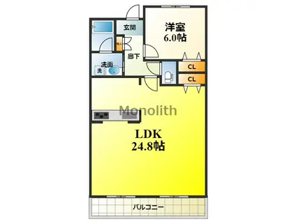 カトルセゾン(1LDK/6階)の間取り写真