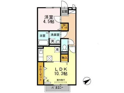 ポルティエ(1LDK/2階)の間取り写真