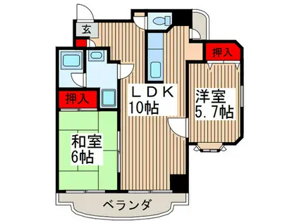 リバーサイド越谷(2LDK/4階)の間取り写真