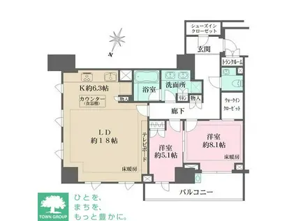 ザ・パークハウス渋谷南平台(2LDK/7階)の間取り写真
