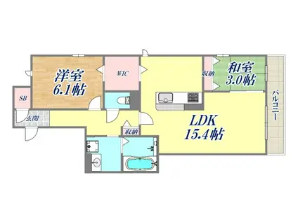 トリシア上甲子園(2LDK/1階)の間取り写真