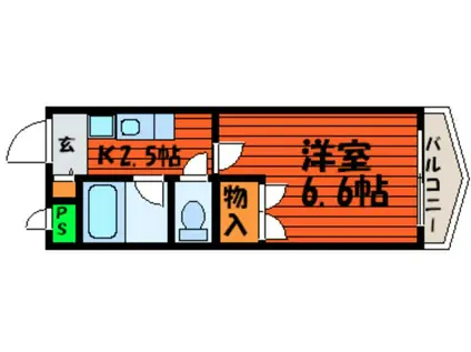 LA VESPA(1K/4階)の間取り写真