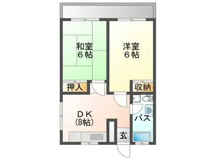 ツチダビル(2DK/4階)の間取り写真