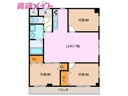 フォーラム6(3LDK/4階)の間取り写真