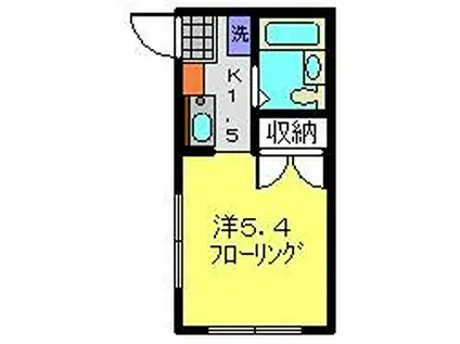 ヒルサイドテラス(1K/1階)の間取り写真