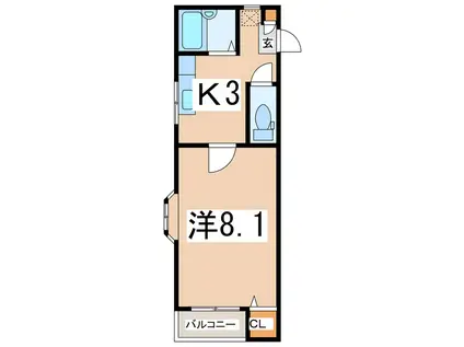 ラ・ヴィオン荒井(1K/1階)の間取り写真