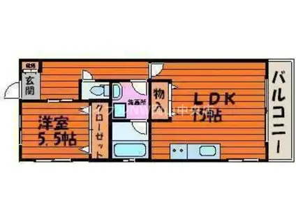 第一コーポ(1LDK/3階)の間取り写真
