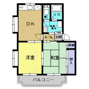 ソレイユ伊敷(2DK/1階)の間取り写真