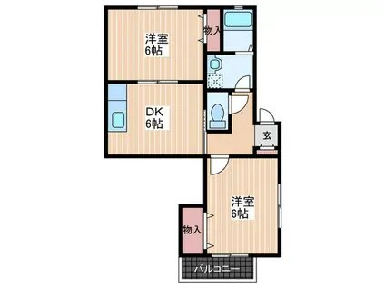 パストラル五日市中央(2DK/1階)の間取り写真