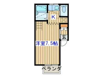 シルクロード向ヶ丘(1K/2階)の間取り写真