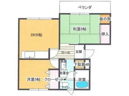 マンション九十九(2DK/3階)の間取り写真