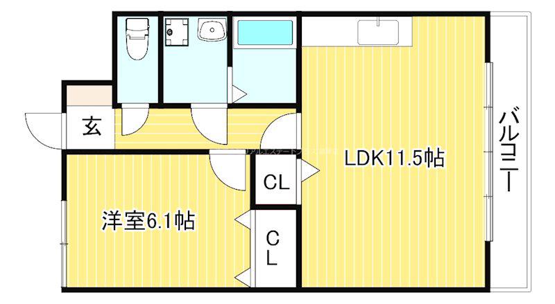 ベルヌーブ森神V(1LDK/1階)の間取り写真