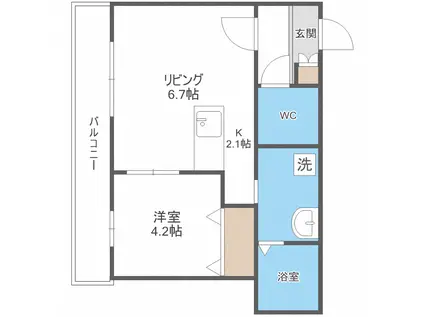 地下鉄東西線 発寒南駅 徒歩4分 4階建 築18年(1LDK/3階)の間取り写真