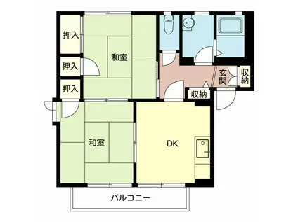 ガーデンハイツ緑ヶ丘2(2DK/2階)の間取り写真