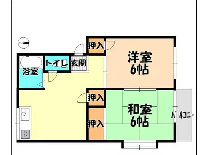 メゾンキクマ(2DK/1階)の間取り写真