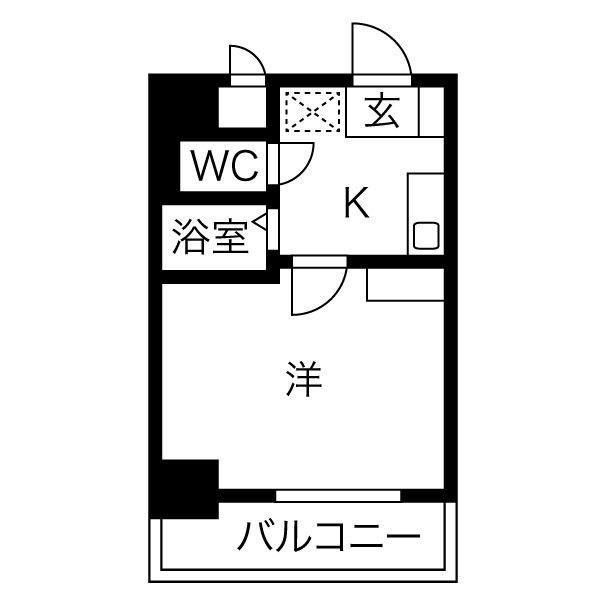 ヒルズ千種(1K/2階)の間取り写真
