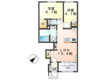 フローラリア原(2LDK/1階)の間取り写真