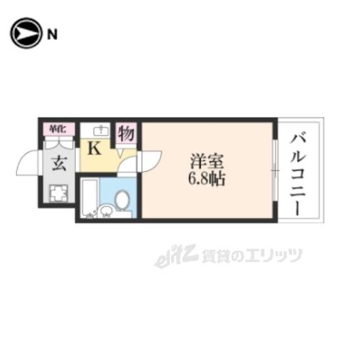 ダイアパレス京都祗園(1K/2階)の間取り写真