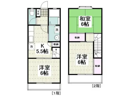 テラスハウス矢部A(3DK/1階)の間取り写真