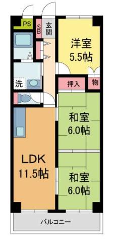 赤崎ビル(3SLDK/4階)の間取り写真