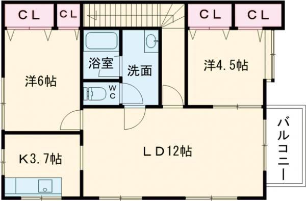 BLACKCOMB(2LDK/2階)の間取り写真
