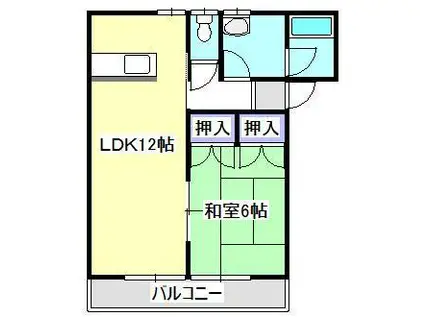サイドヴィレッジA棟(1LDK/2階)の間取り写真